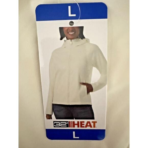 32 Degrees Womens Large Cream White Softshell Windbreaker Jacket Hooded New - Picture 6 of 11